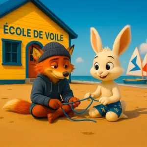 Petit Lapin fait de la voile