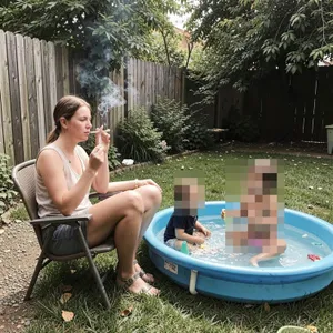 "Stoned" Mum Contacts Show LIVE While Kids Are Swimming  In Garden Pool