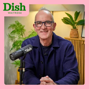 Kevin McCloud is served pork chops with his own home-grown pickled rhubarb
