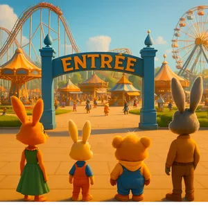 Petit Lapin au parc d'attractions