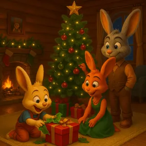 Petit Lapin passe Noël en famille