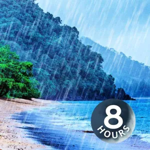 Ruido blanco de la lluvia sobre la playa | Sonidos de tormenta tropical y olas del océano para dormir, estudiar o relajarse (8 horas)