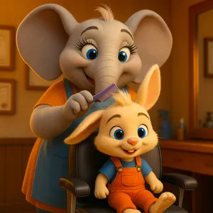 Petit Lapin va chez le coiffeur