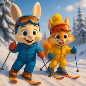 Petit Lapin au ski